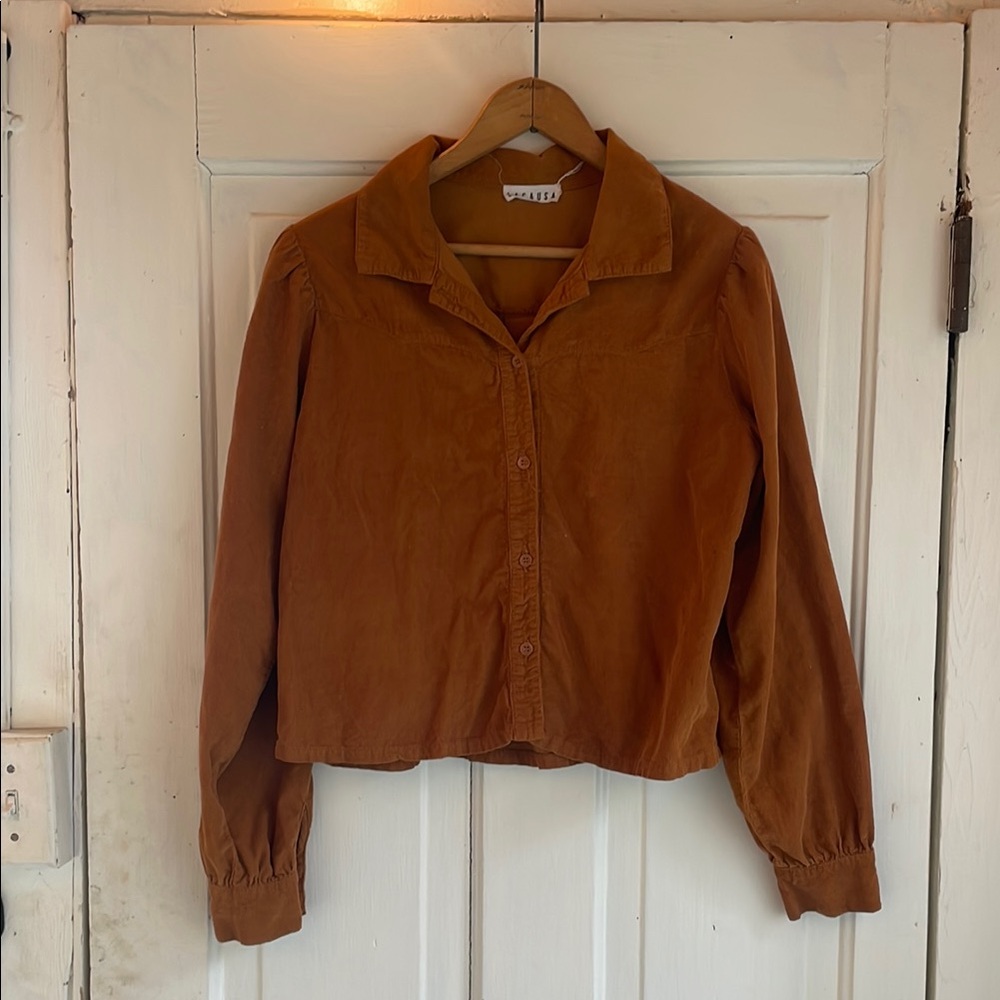 LACAUSA Caramel Brown Corduroy Shirt Jacket